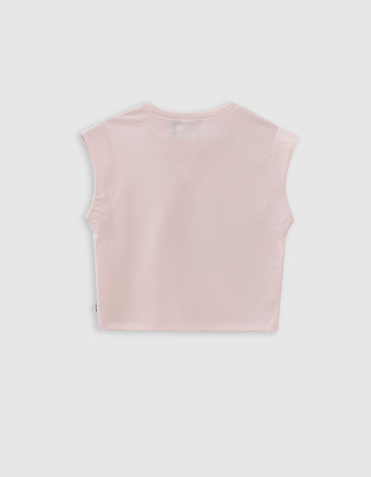 Rosa Mädchen-T-Shirt mit Glitzermotiven und Nieten-5