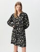 Robe noire imprimé fleurs sauvages ceinture amovible Femme-3 Robe noire imprimé fleurs sauvages ceinture amovible Femme-3