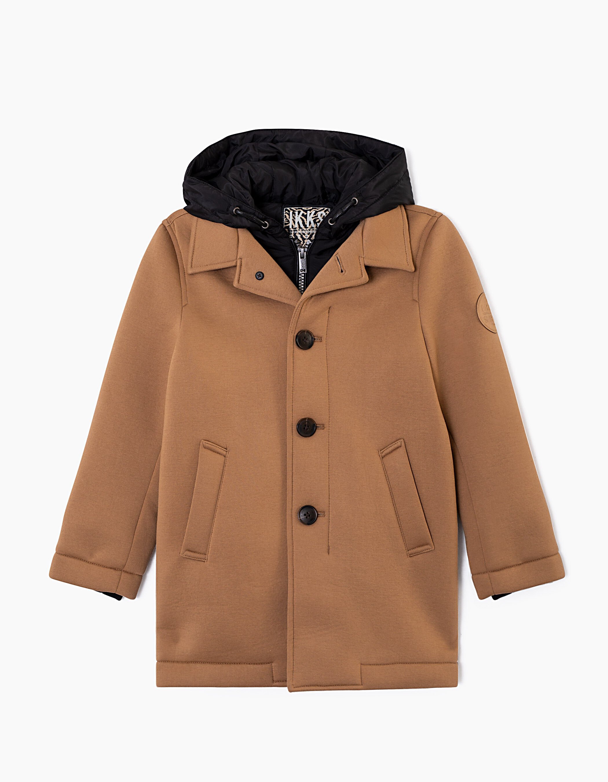 Boys sand coat with black nylon hood