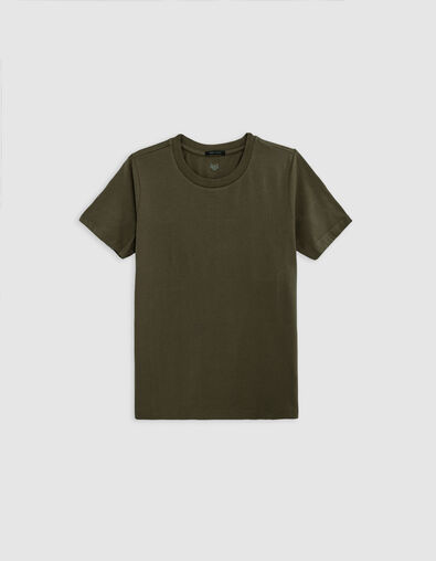 Tee-shirt kaki col rond broderie chevrons dos Femme - IKKS