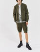Men’s khaki nylon bomber jacket with zipped pockets-6