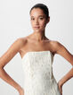 Witte kant lange strapless jurk Dames-4