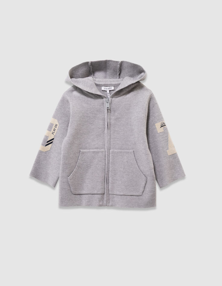 Ensemble cardigan et pantalon gris tricot bébé garçon-3
