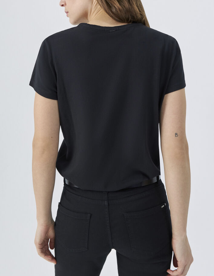 Zwart T-shirt met afgewassen tekstopdruk dames - IKKS