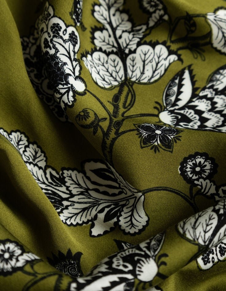 Falda midi verde floral mujer-6 Falda midi verde floral mujer-6