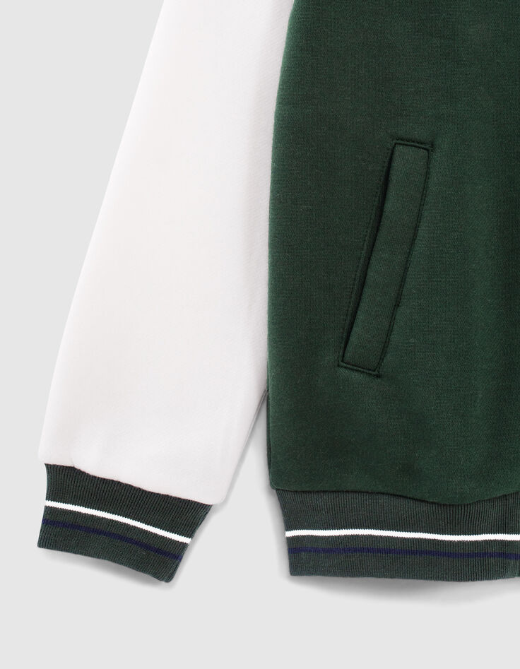 Cardigan teddy vert anglais manches blanches gar&ccedil;on -4