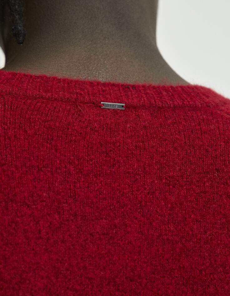 Men's red springy knit round neck sweater-3 Men's red springy knit round neck sweater-3
