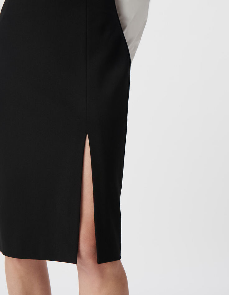 Women&rsquo;s black Milano knit split pencil skirt-4