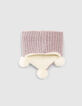 Rosa Stricksnood mit Futter und Bommel für Babymädchen-3