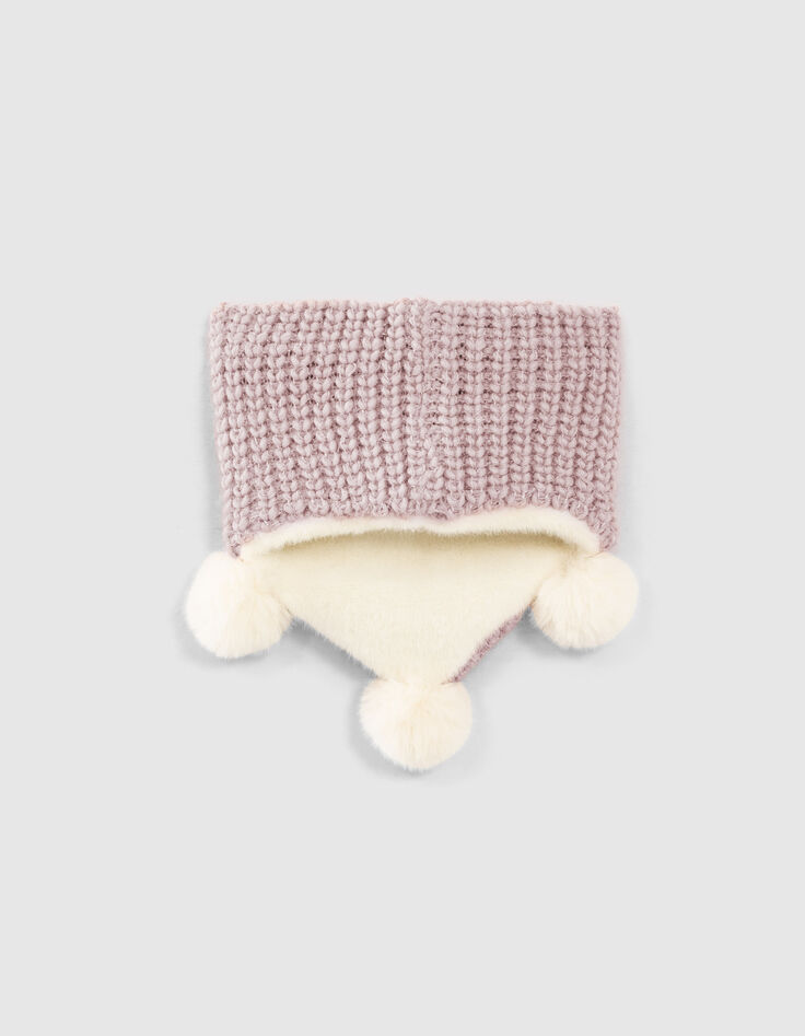 Rosa Stricksnood mit Futter und Bommel für Babymädchen-3