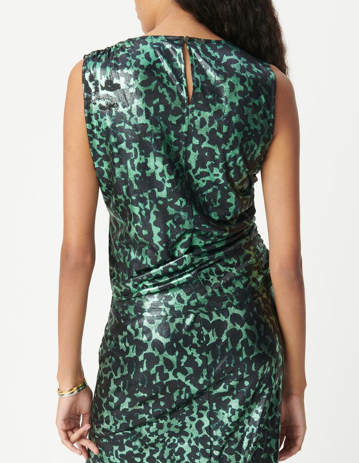 Top vert imprim&eacute; camouflage m&eacute;tallis&eacute; Femme-3