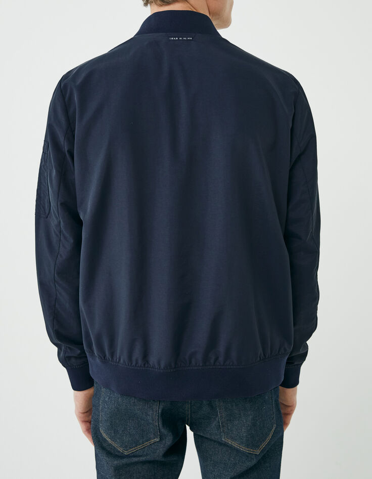 Men’s navy nylon bomber jacket-3