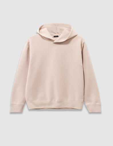 Boys’ beige sweatshirt with embossed slogan on back - IKKS