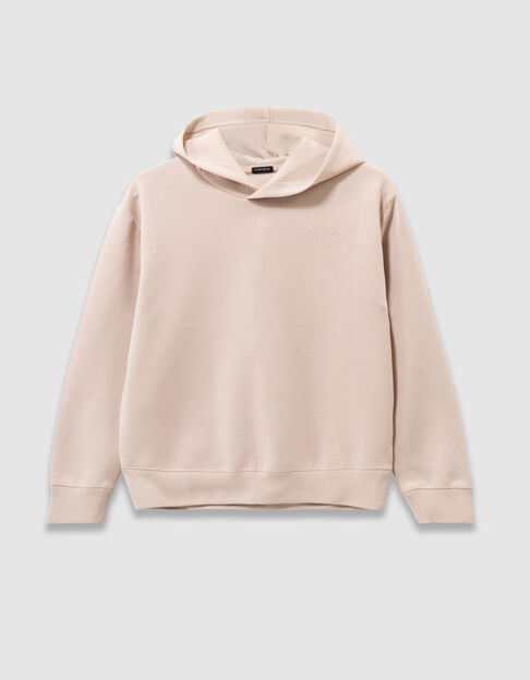 Boys’ beige sweatshirt with embossed slogan on back - IKKS