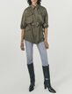 Women’s khaki tencel safari jacket, army badges and belt-5