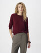Pull manches longues prune tricot d&eacute;tail lurex Femme-2