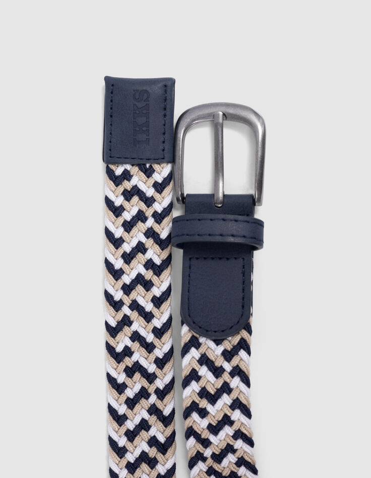 Cinturón azul marino, crudo, beige trenzado niño-5