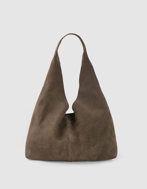 Sac Hobo kaki cuir velours - IKKS