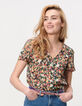I.Code water pink top + multicoloured flower print-5