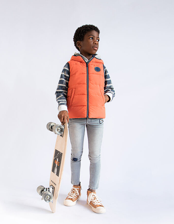 Boys’ navy and coral recycled reversible bodywarmer - IKKS