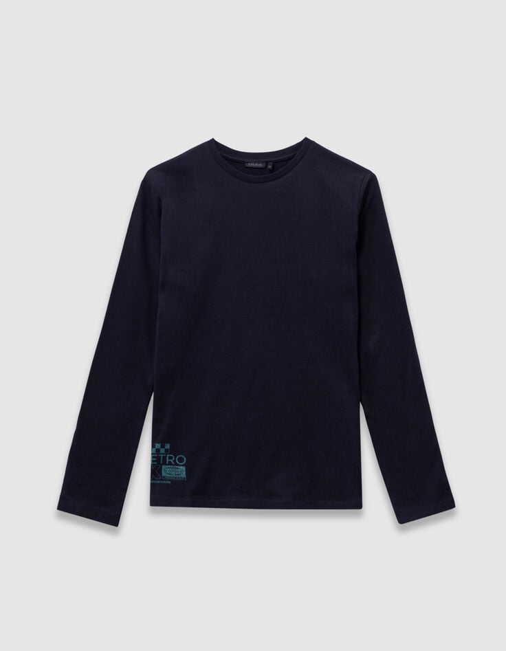 Camiseta azul marino algodón coche espalda niño-3 Camiseta azul marino algodón coche espalda niño-3