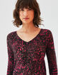 Jersey cuello pico en lana esponjosa cosy flowers mujer-1
