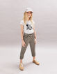 Pantalon paper bag kaki fluide 7/8ème fille-6