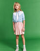 Girls’ bleached blue Tencel© and lace shirt-6