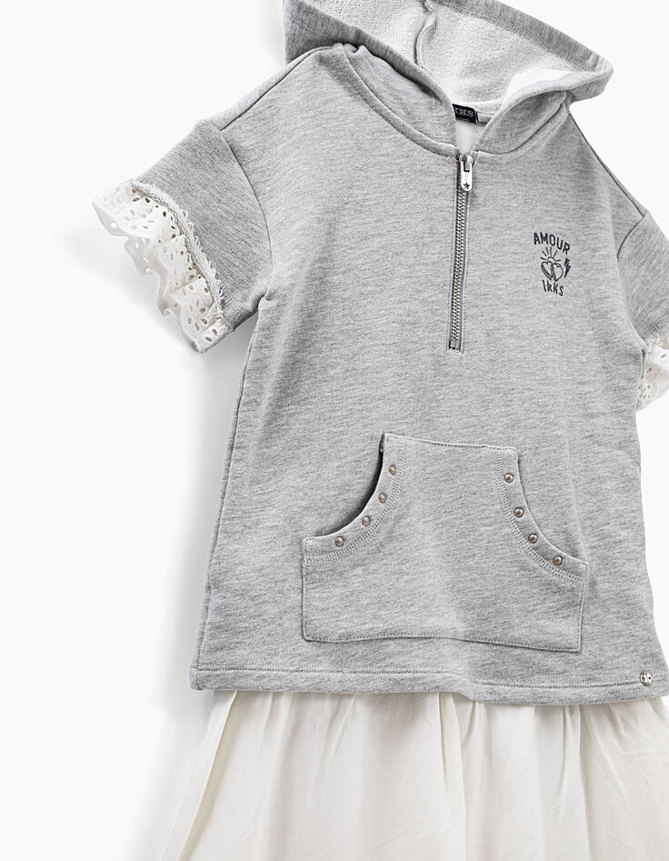 Robe sweat gris et blanc trompe-l'œil fille-6