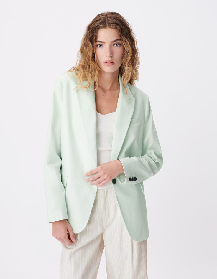 Damesjas in oversized groen linnen katoenmix-3