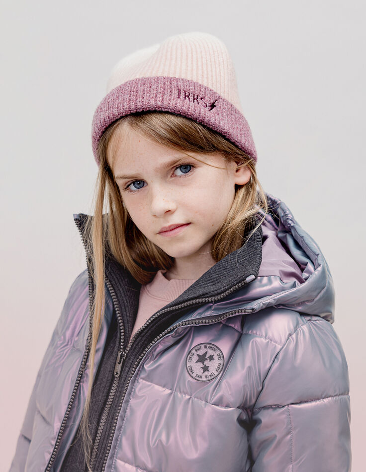 Bonnet rose tricot effet deep dye fille-1