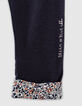 Leggings navy con vuelta de microflores bebé niña-2