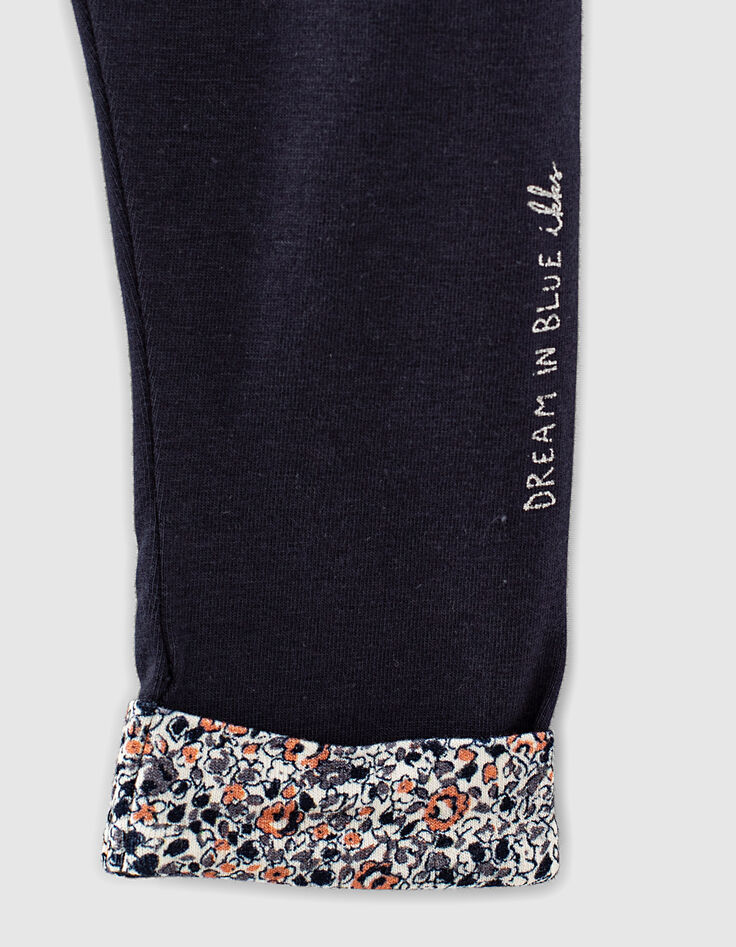 Leggings navy con vuelta de microflores bebé niña-2