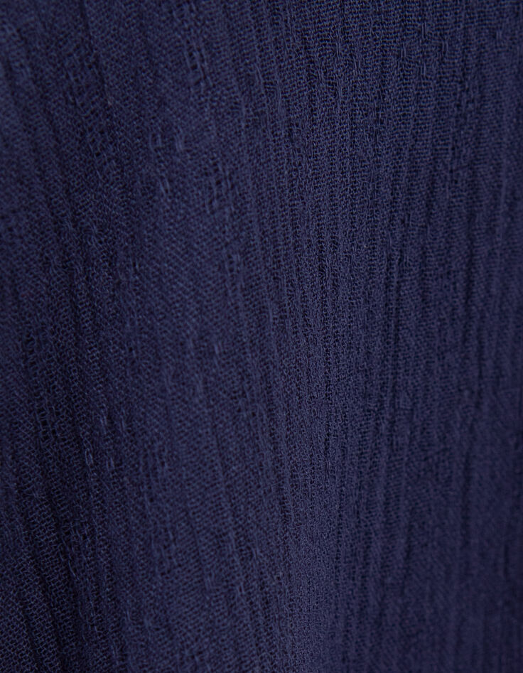 Falda pantalón azul marino crepé bordado brasileño niña-7