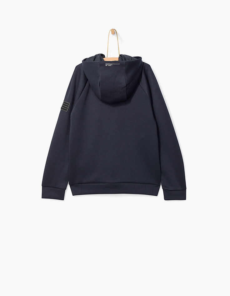Cardigan marine bi-matière à double capuche garçon-3
