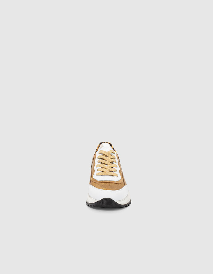 Sneakers mix leer gouden reptieleffect luipaarddetail-5