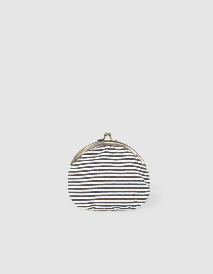 Girls’ ecru purse-shaped bag with navy stripes - IKKS