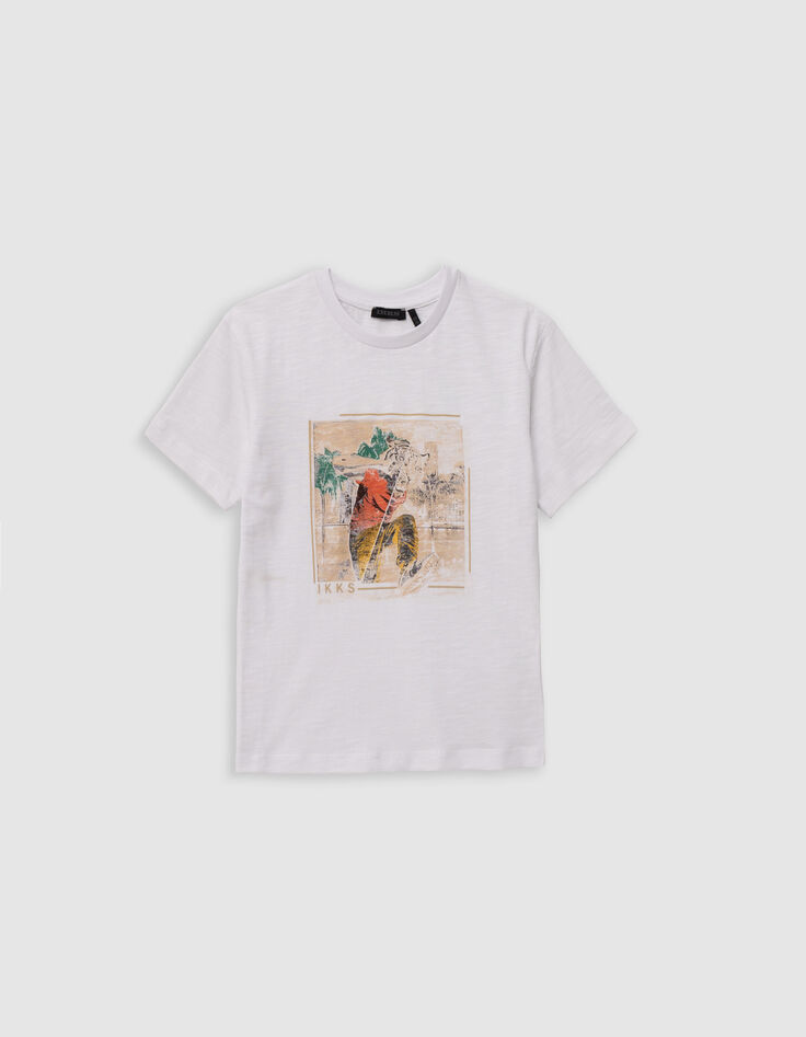 Wit T-shirt biokatoen man met tijgerkop jongens-5