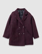 Girls’ black check coat with hooded facing-7