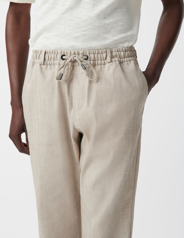 Jogpant de costume beige lin mélangé Homme-4