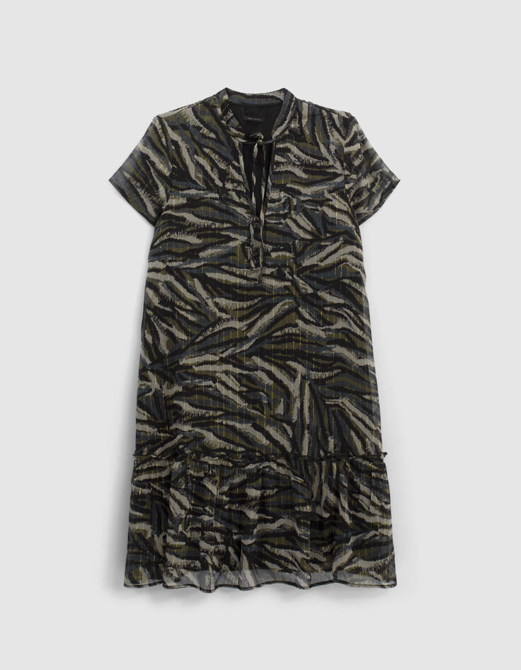 Women’s khaki camouflage jungle print dress-6