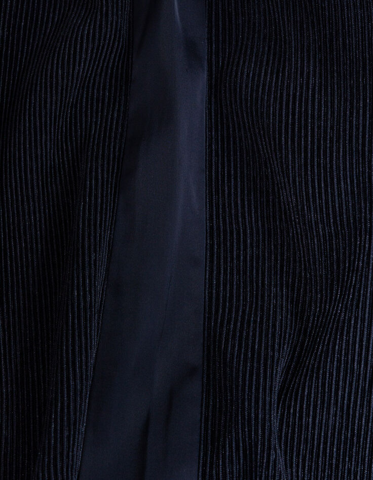 Navy pleated wide-leg pants with stripes on girls' sides-5