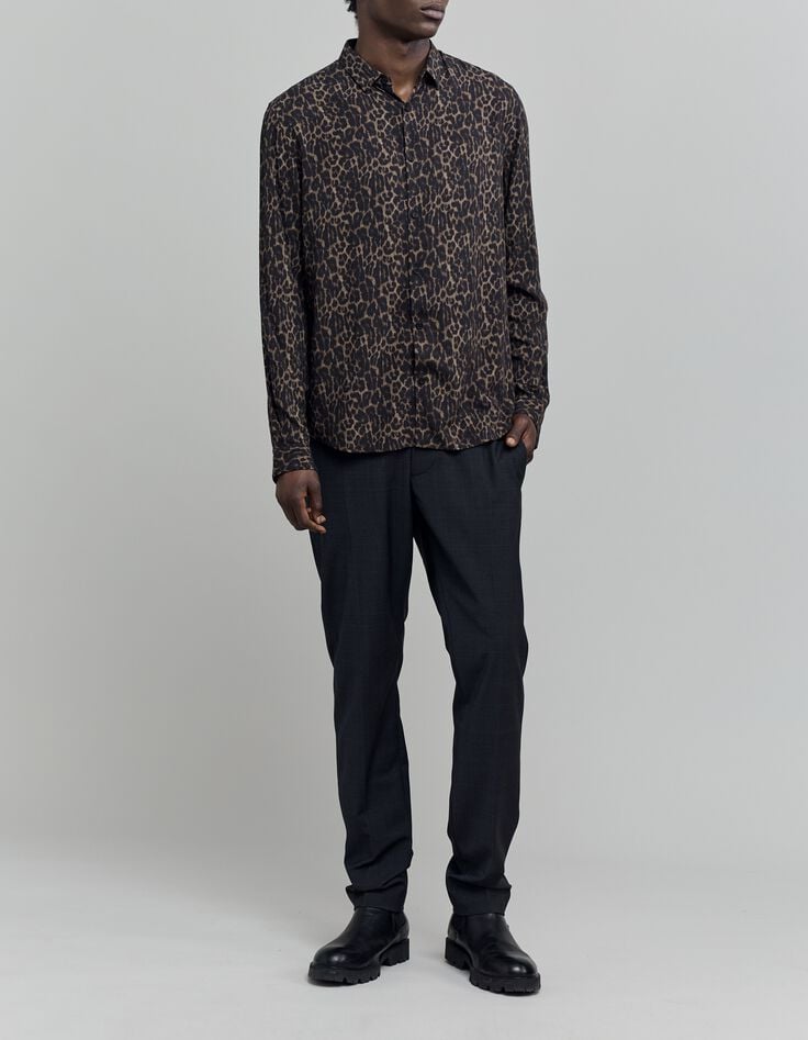 Herrenhemd SLIM grau mit Leopardenmuster-2