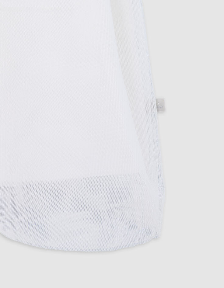 Robe blanche tulle broderies argentées fille-5