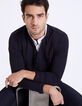 Polo marino punto piqué cuello camisero Hombre-1
