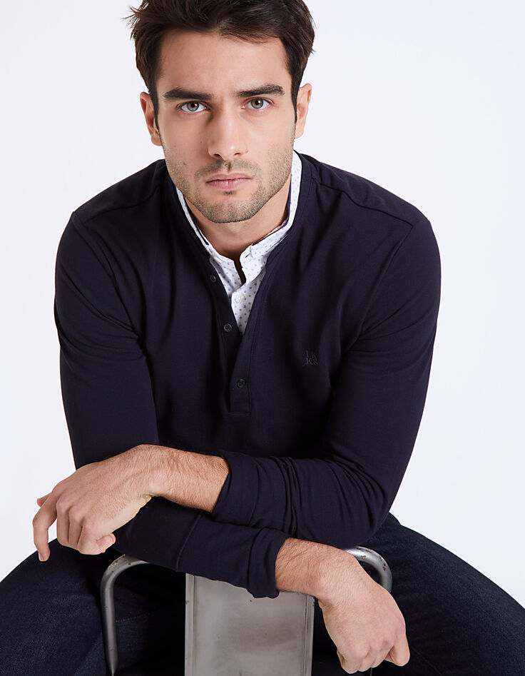 Polo marino punto piqué cuello camisero Hombre-1 Polo marino punto piqué cuello camisero Hombre-1