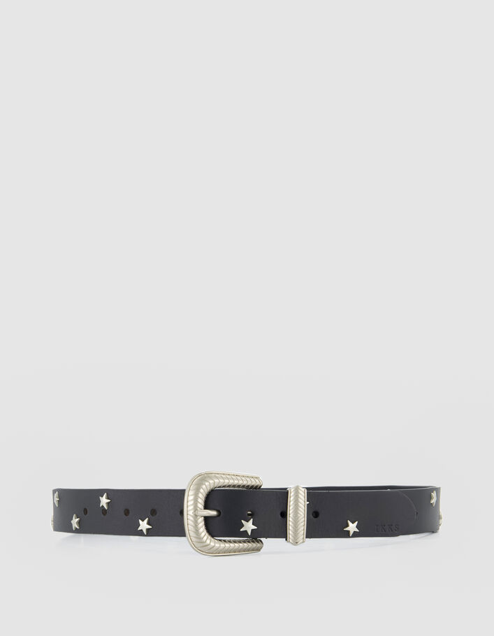 ASOS DESIGN - Ceinture Large En Cuir Avec étoiles Et Boucle Oversize Rouge Fonce