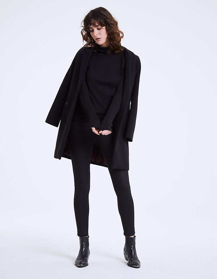 Schwarzes Rollkragen Damen-T-Shirt-6