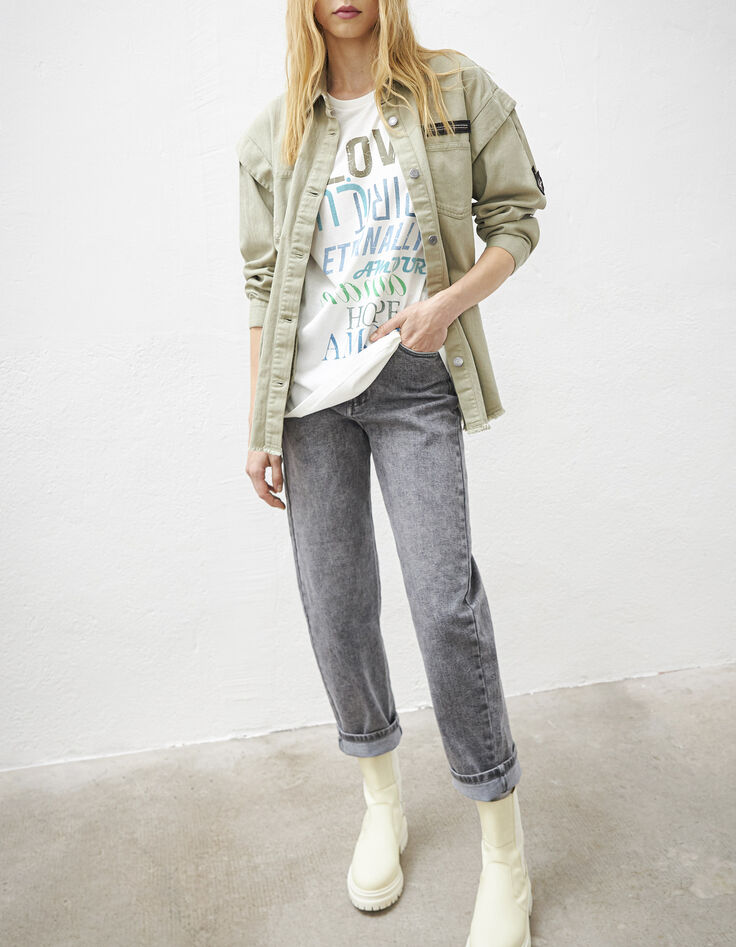 Tee-shirt loose en coton modal visuel message futur femme-6