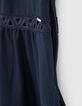 Robe marine recyclée ganses dentelle Femme-5